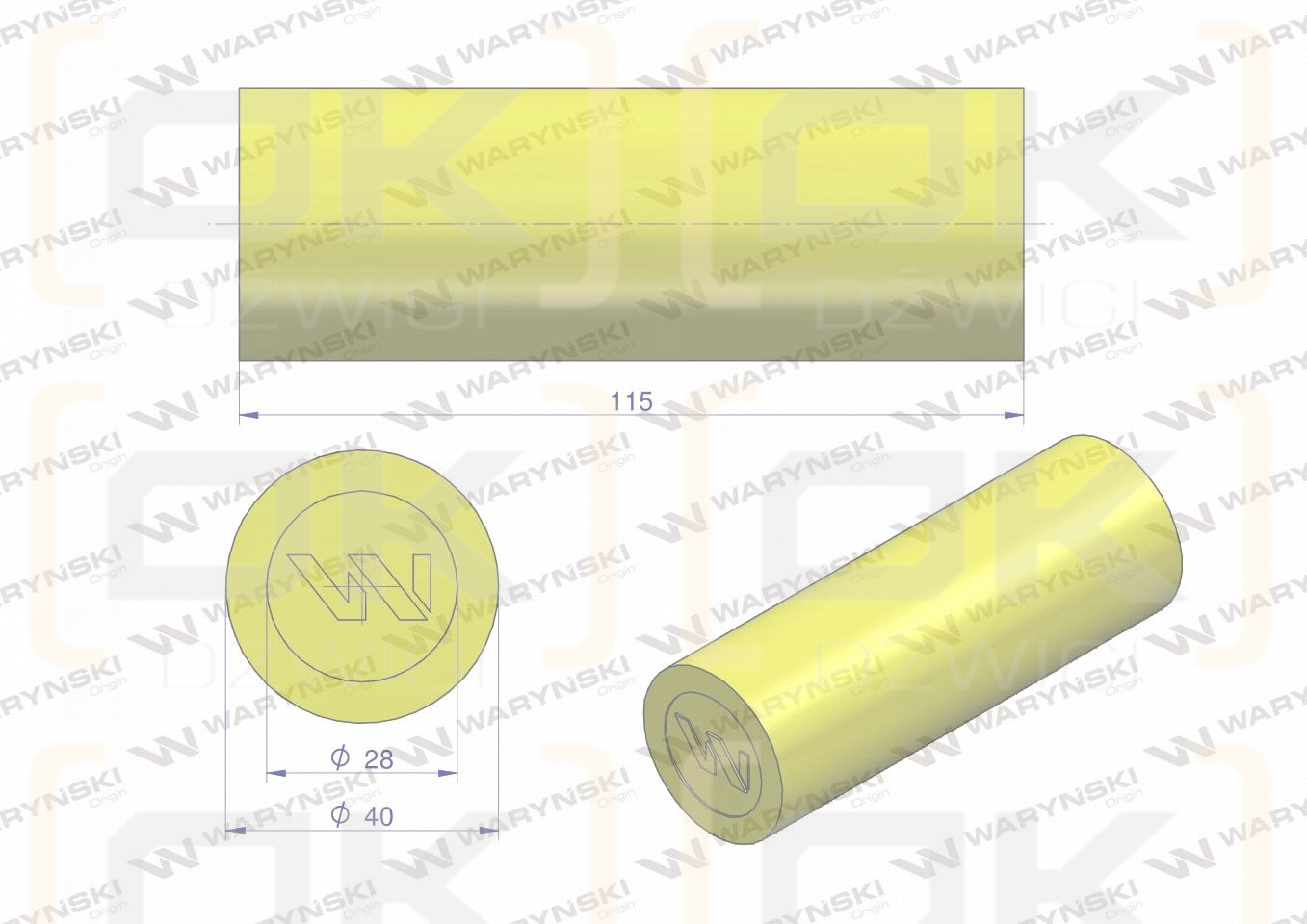 Amortyzator poliuretanowy walec 40x115 WARYŃSKI ( sprzedawane po 4 )
