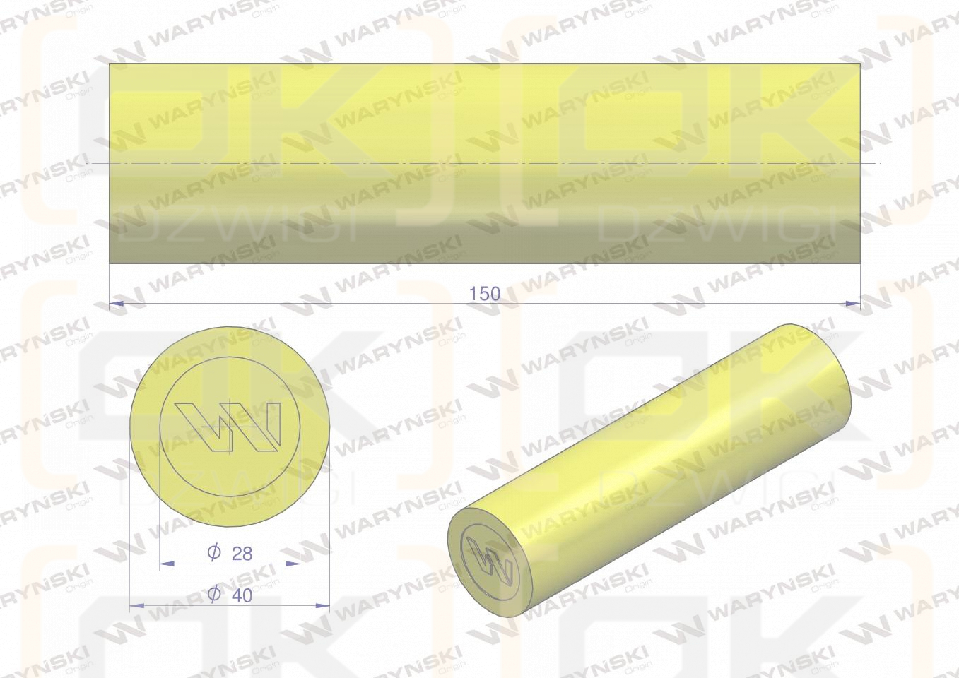 Amortyzator poliuretanowy walec 40x150 WARYŃSKI ( sprzedawane po 4 )