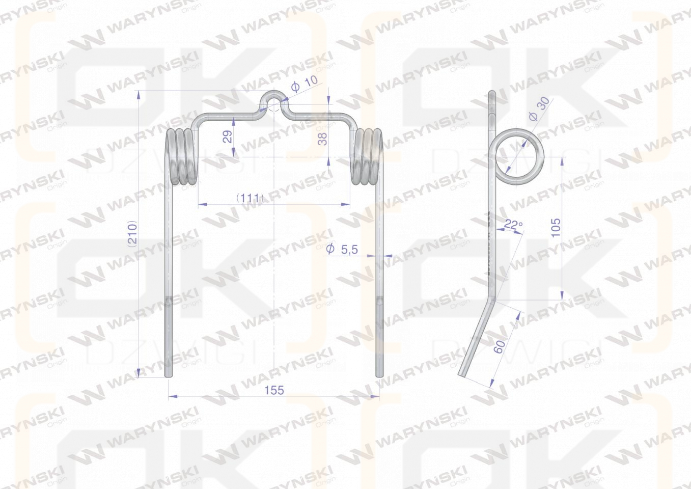 Palec sprężysty motowideł zastosowanie Dronningborg/Case WARYŃSKI