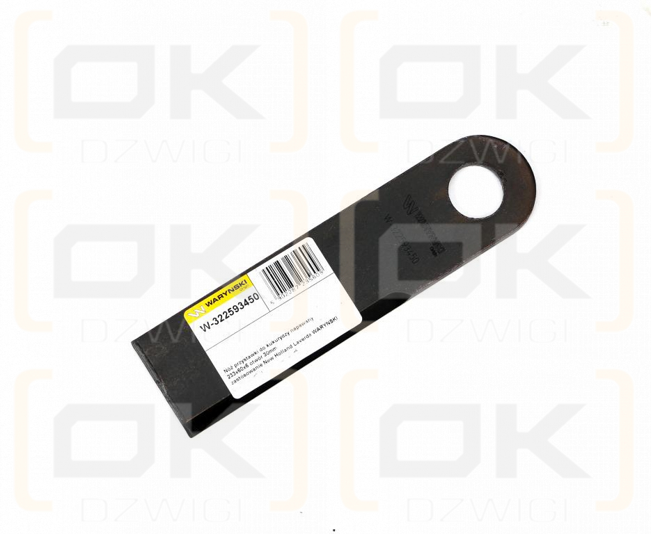 Nóż przystawki do kukurydzy napawany 233x60x6 otwór 30mm zastosowanie New Holland Laverda WARYŃSKI