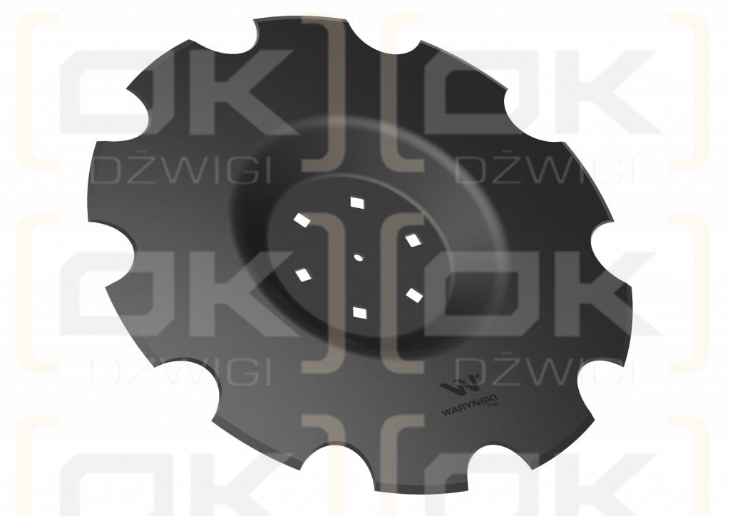 Talerz uzębiony Z-10 fi 510 mocowanie 6/120 grubość 3.5 mm przetłoczony stal borowa WARYŃSKI R