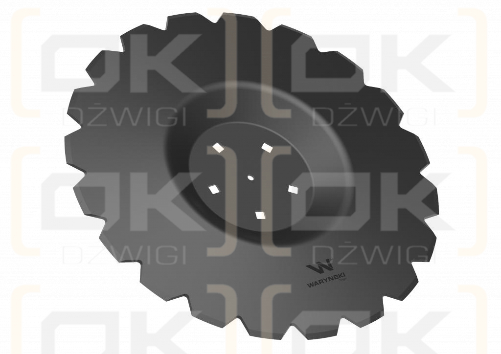 Talerz uzębiony Z-20 fi 510 mocowanie 5/116 przetłoczony grubość 4 mm stal borowa WARYŃSKI R zastosowanie AU/362-510/ 5