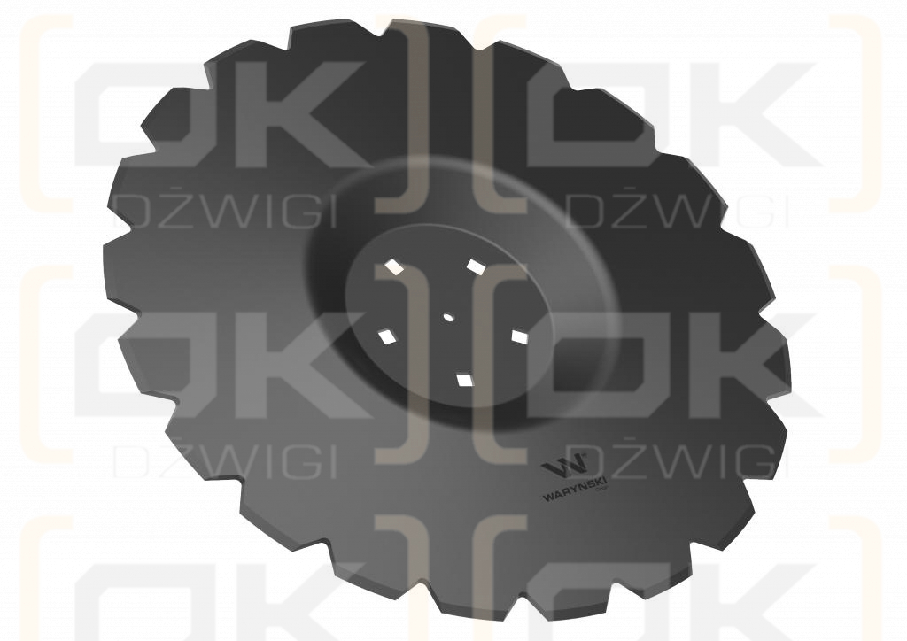 Talerz uzębiony Z-20 fi 560 mocowanie 5/116 przetłoczony grubość 4 mm stal borowa WARYŃSKI R zastosowanie AU/383-560/5