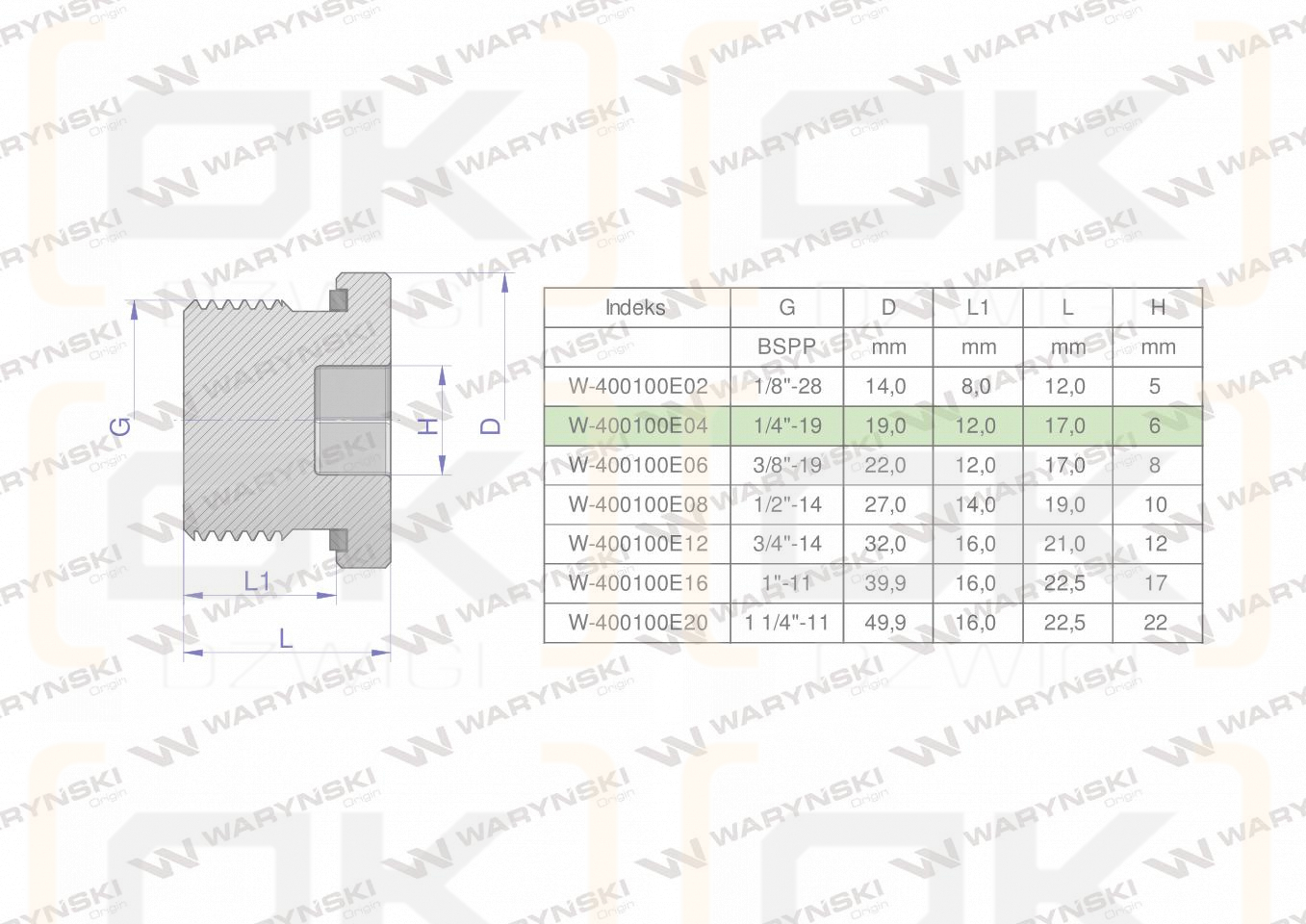 Korek hydrauliczny calowy (na imbus) 1/4