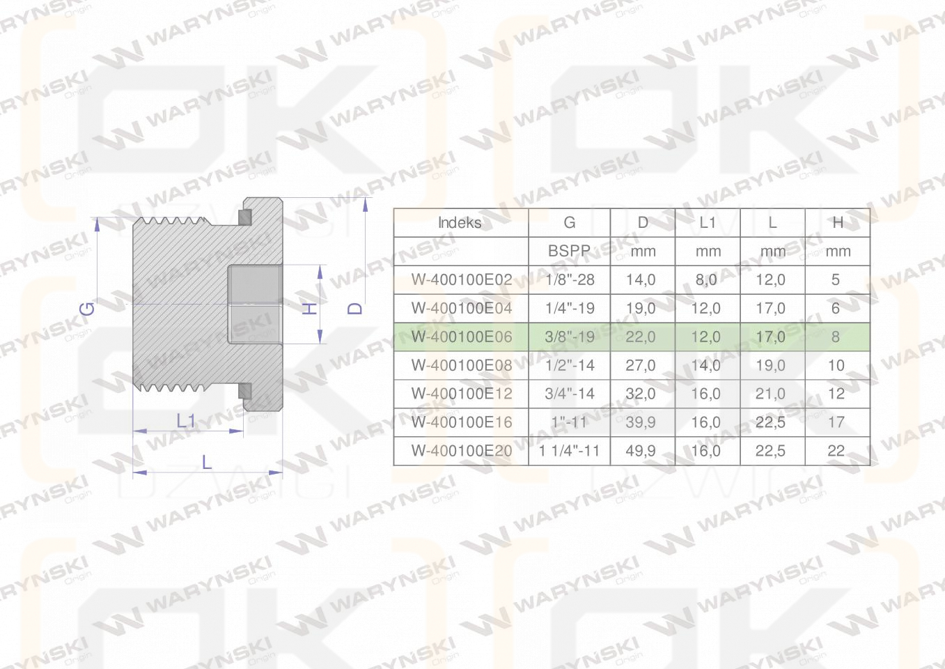 Korek hydrauliczny calowy (na imbus) 3/8