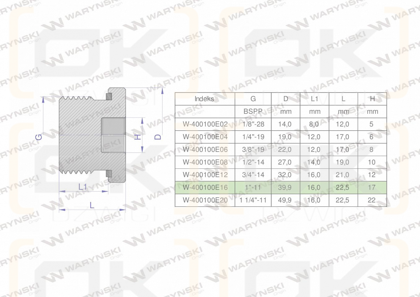 Korek hydrauliczny calowy (na imbus) 1