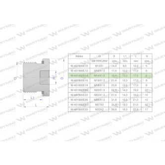 Korek hydrauliczny metryczny (na imbus) M14x1.5 ED Waryński ( sprzedawane po 10 )