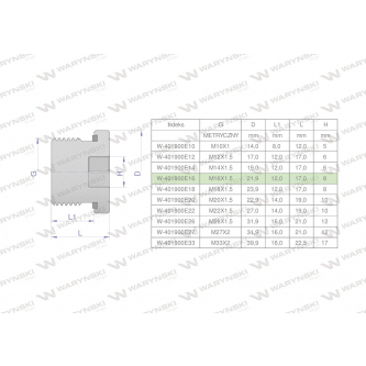 Korek hydrauliczny metryczny (na imbus) M16x1.5 ED Waryński ( sprzedawane po 10 )