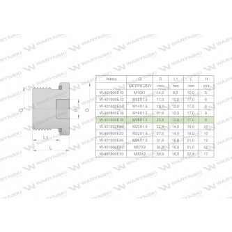 Korek hydrauliczny metryczny (na imbus) M18x1.5 ED Waryński ( sprzedawane po 10 )