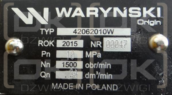 Pompa hydrauliczna PZ18AT podnośnika wzmocniona 24 l/min C-330 WARYŃSKI