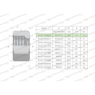Nakrętka hydrauliczna metryczna (M06L) M12x1.5 06L Waryński ( sprzedawane po 20 )