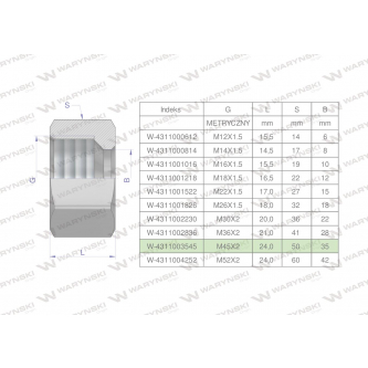 Nakrętka hydrauliczna metryczna (M35L) M45x2 35L Waryński ( sprzedawane po 2 )
