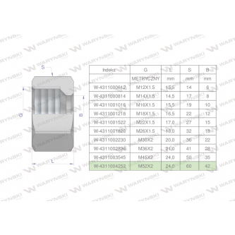 Nakrętka hydrauliczna metryczna (M42L) M52x2 42L Waryński ( sprzedawane po 2 )
