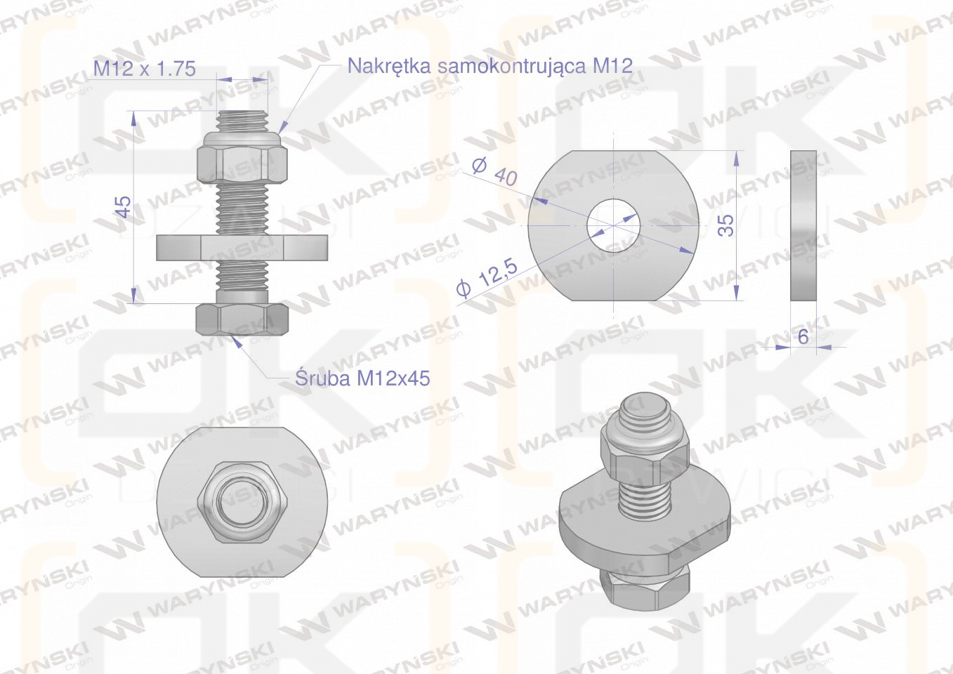 Mocowanie palca kpl. zastosowanie Galfre Waryński