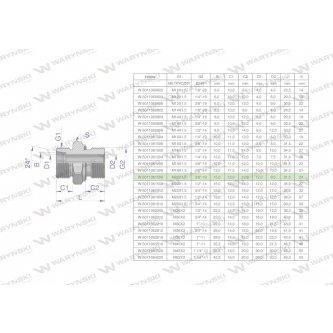 Przyłączka hydrauliczna BB (XGE) M22x1.5 15L x 3/8