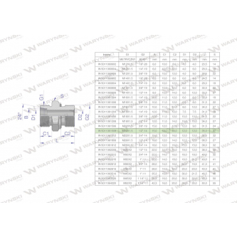 Przyłączka hydrauliczna BB (XGE) M22x1.5 15L x 1/2