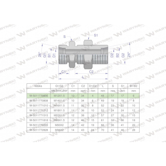Złączka hydrauliczna metryczna grodziowa BB M12x1.5 06L z przeciwnakrętką (XSV) Waryński ( sprzedawane po 2 )