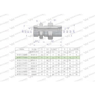 Złączka hydrauliczna metryczna grodziowa BB M14x1.5 08L z przeciwnakrętką (XSV) Waryński ( sprzedawane po 2 )