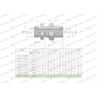 Złączka hydrauliczna metryczna grodziowa BB M36x2 28L z przeciwnakrętką (XSV) Waryński