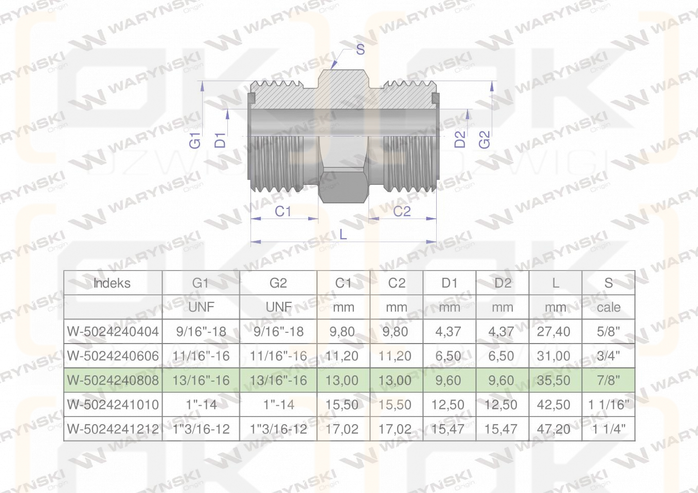 Złączka hydrauliczna calowa BB 13/16
