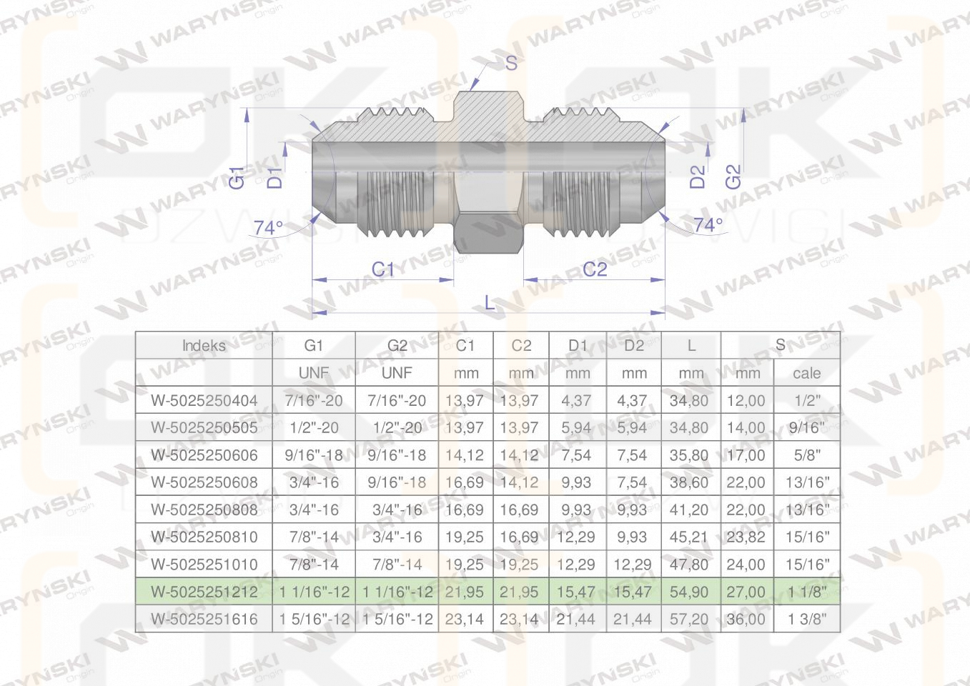 Złączka hydrauliczna calowa BB 1 1/16