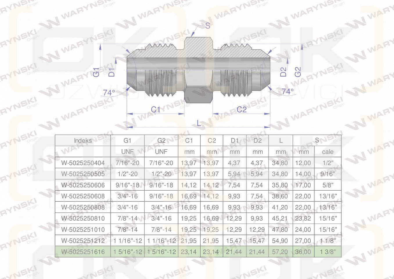 Złączka hydrauliczna calowa BB 1 5/16