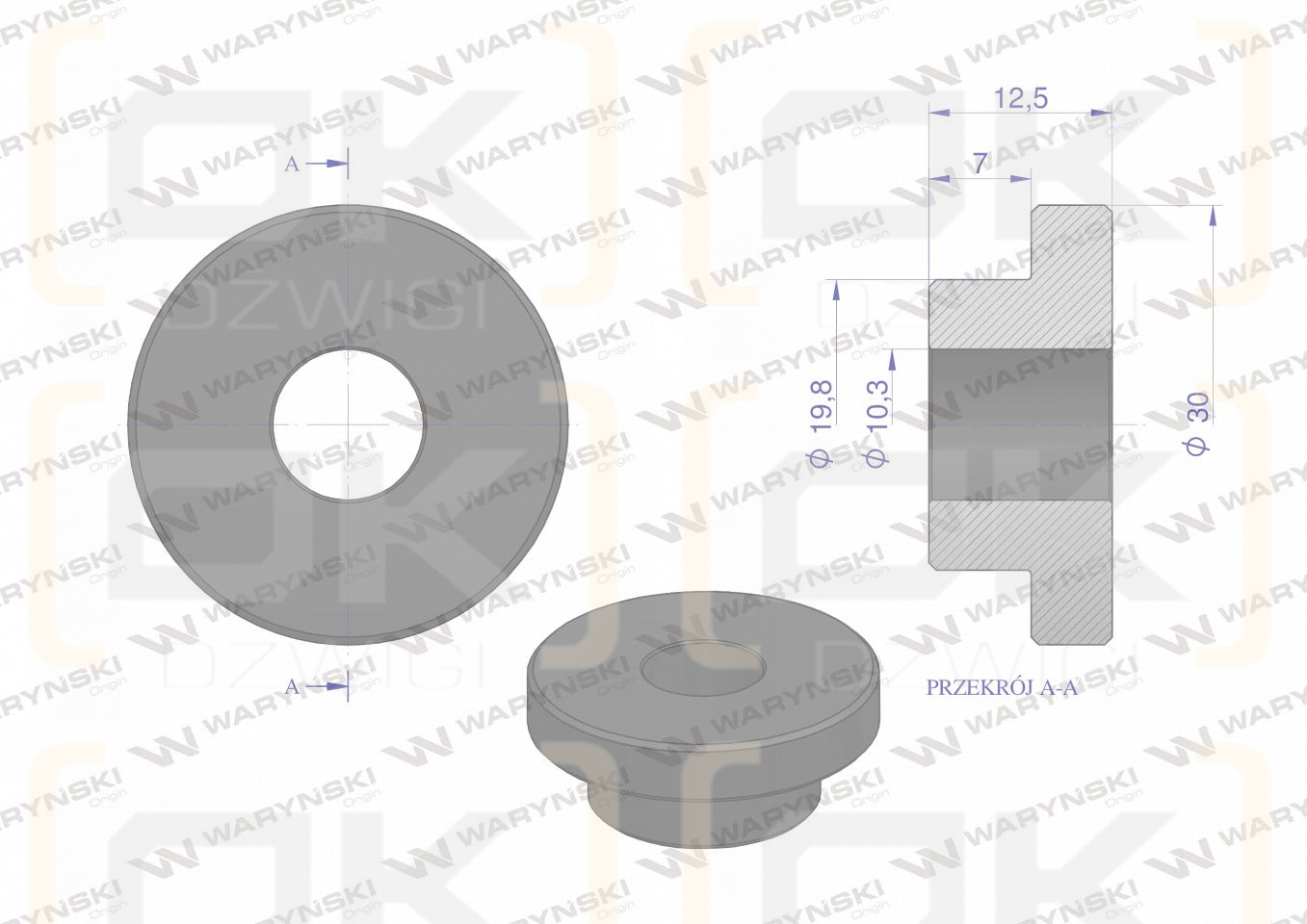 Tulejka wewnętrzna noża rozdrabniacza 20mm do noża 4mm Bizon Waryński (sprzedawane po 25)