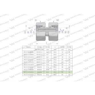 Złączka hydrauliczna metryczna AA M45x2 35L Waryński