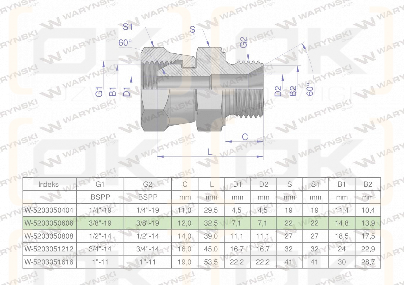 Złączka hydrauliczna calowa AB 3/8