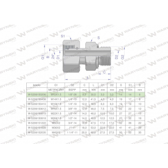 Przyłączka hydrauliczna AB (EVGE) M12x1.5 06L x 1/8