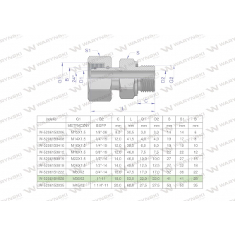 Przyłączka hydrauliczna AB (EVGE) M36x2 28L x 1