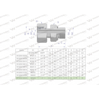 Przyłączka hydrauliczna AB (EVGE) M45x2 35L x 1 1/4