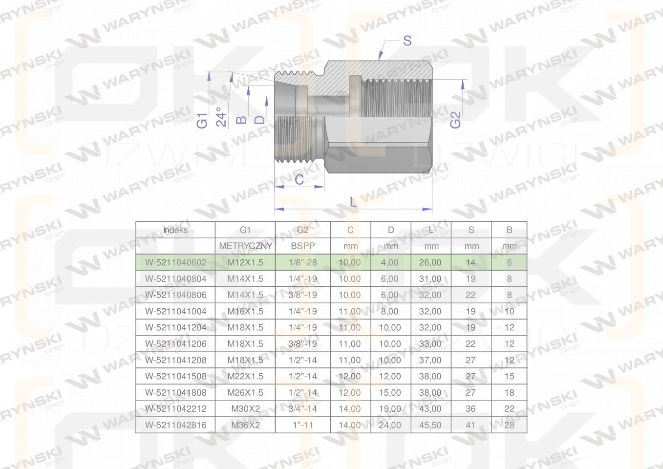 Tulejka różnicowa hydrauliczna AB M12x1.5 06L GZ x 1/8