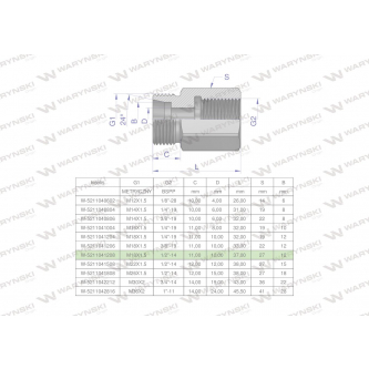 Tulejka różnicowa hydrauliczna AB M18x1.5 12L GZ x 1/2