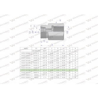 Tulejka różnicowa hydrauliczna AB M22x1.5 15L GZ x 1/2
