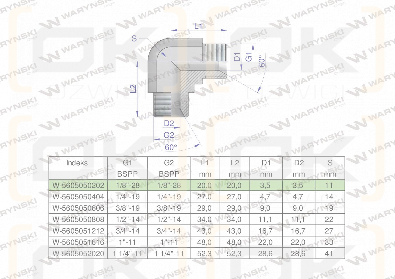 Kolanko hydrauliczne calowe BB 1/8