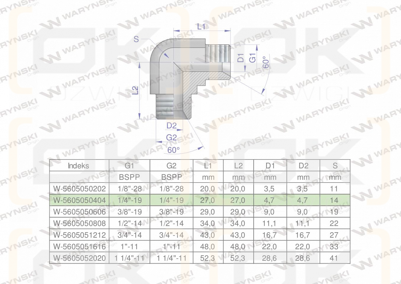 Kolanko hydrauliczne calowe BB 1/4