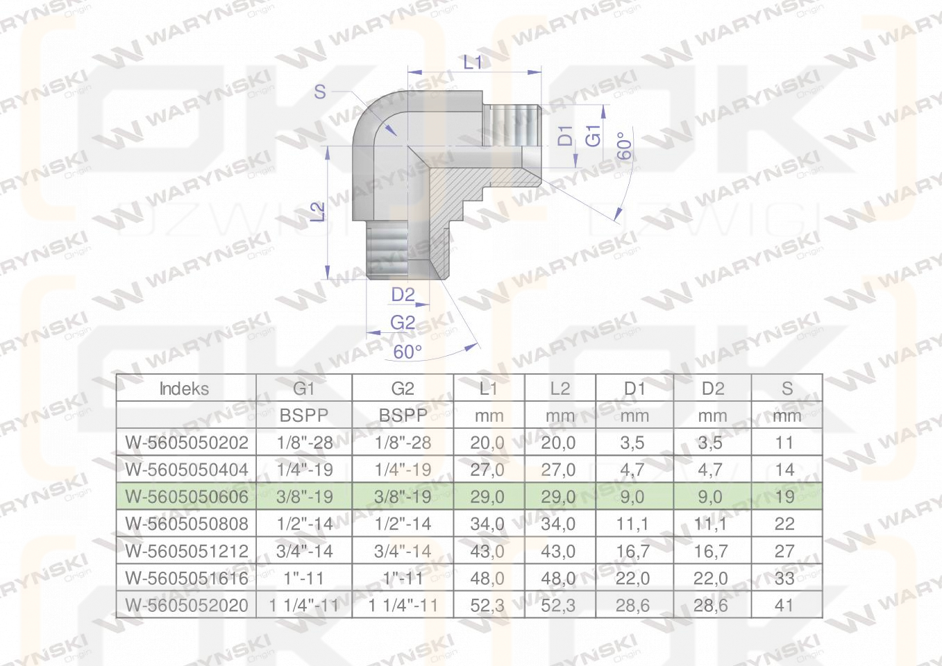 Kolanko hydrauliczne calowe BB 3/8