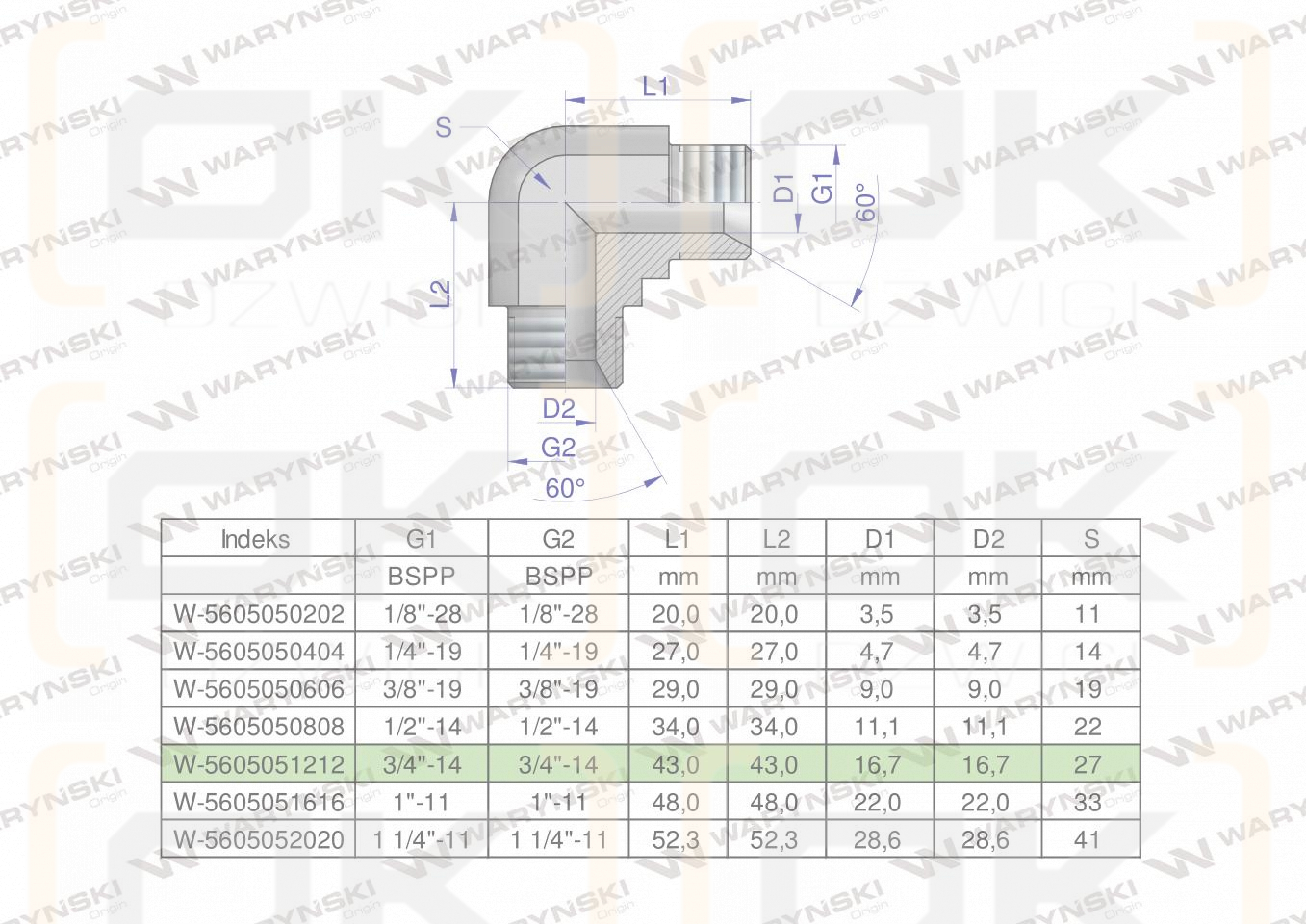 Kolanko hydrauliczne calowe BB 3/4