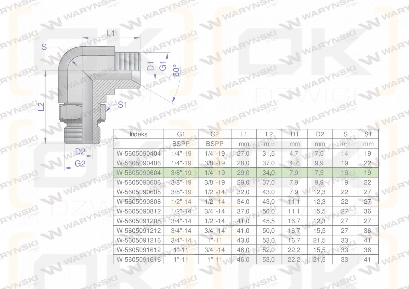 Kolanko hydrauliczne nastawne calowe BB 3/8