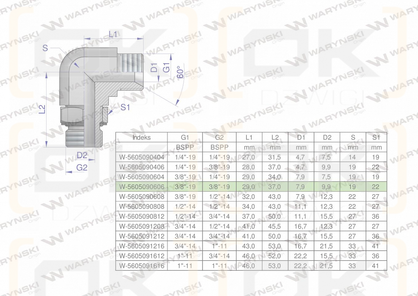 Kolanko hydrauliczne nastawne calowe BB 3/8