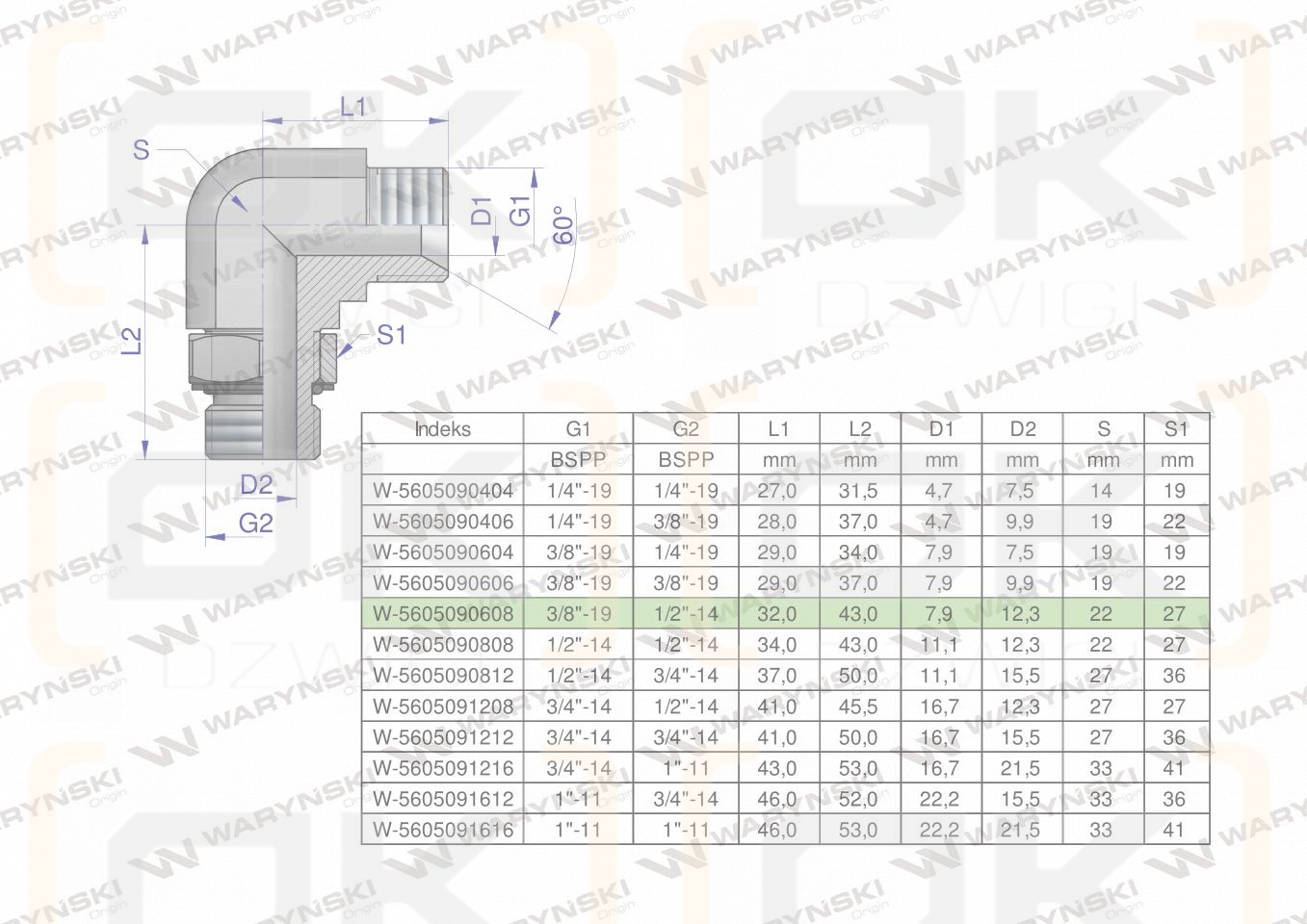 Kolanko hydrauliczne nastawne calowe BB 3/8