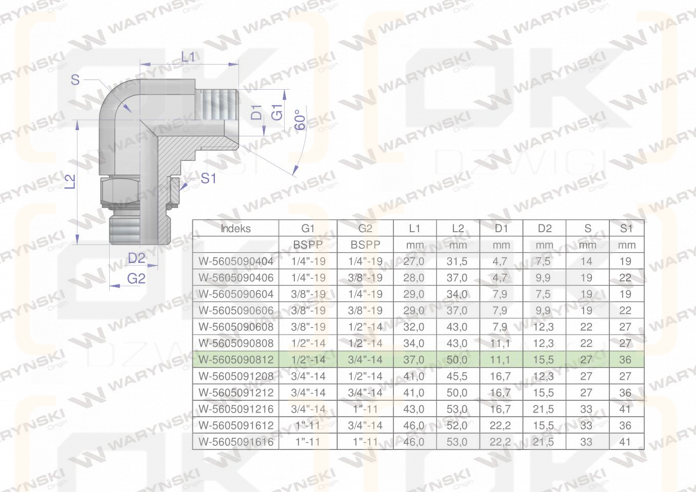 Kolanko hydrauliczne nastawne calowe BB 1/2