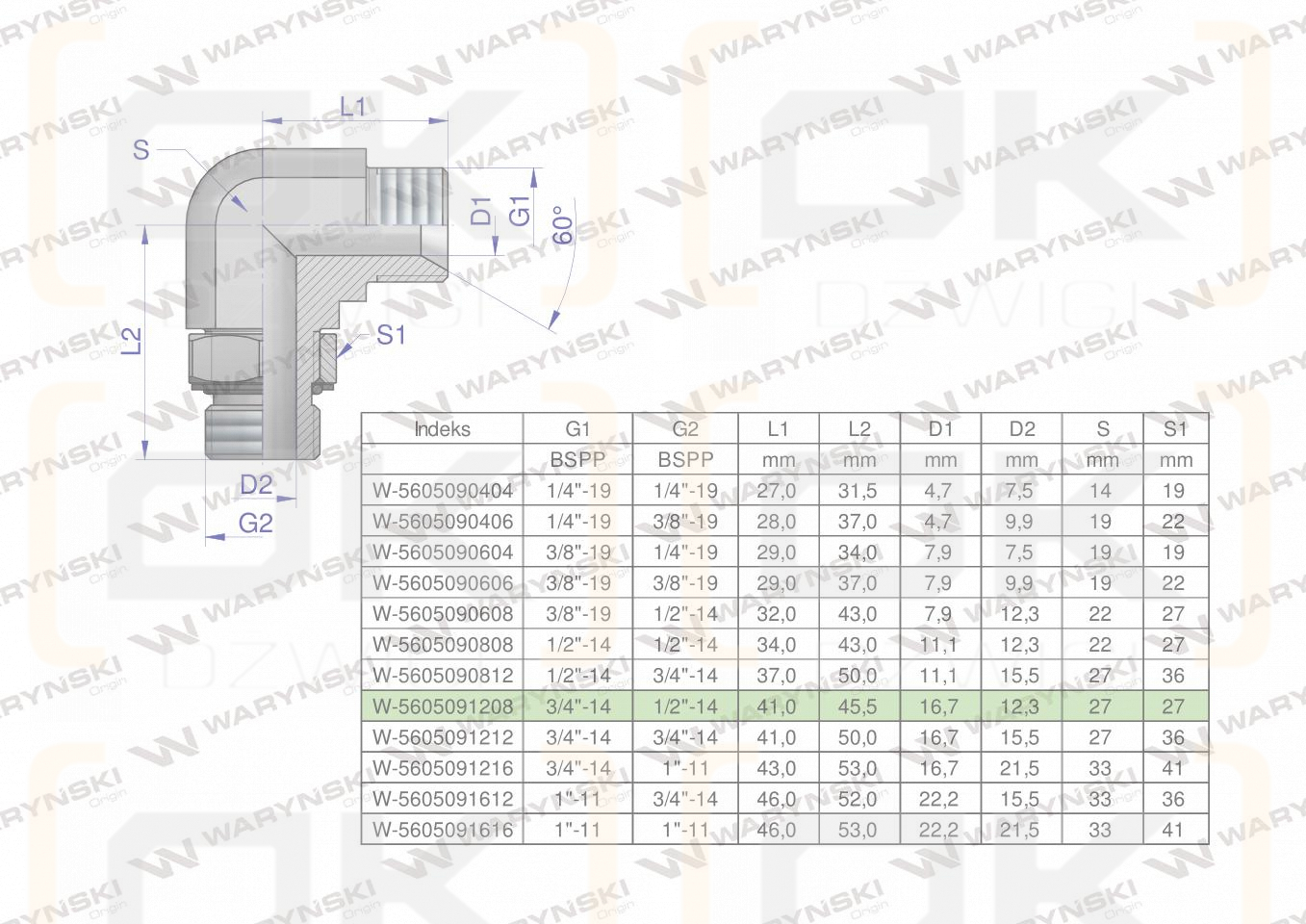 Kolanko hydrauliczne nastawne calowe BB 3/4