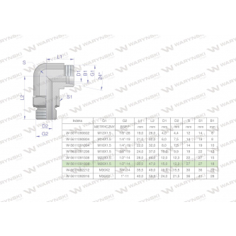 Kolanko hydrauliczne nastawne BB M26x1.5 18L x 1/2