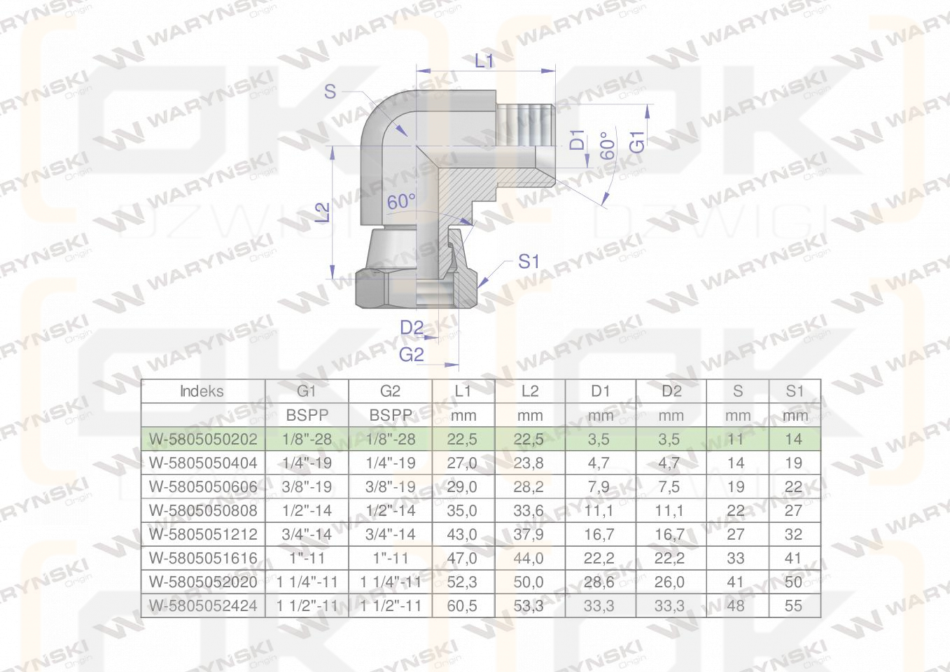 Kolanko hydrauliczne calowe AB 1/8