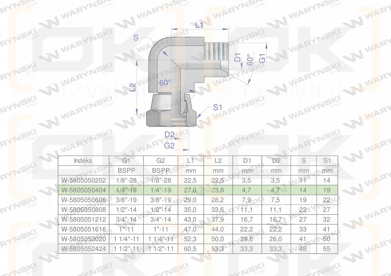 Kolanko hydrauliczne calowe AB 1/4