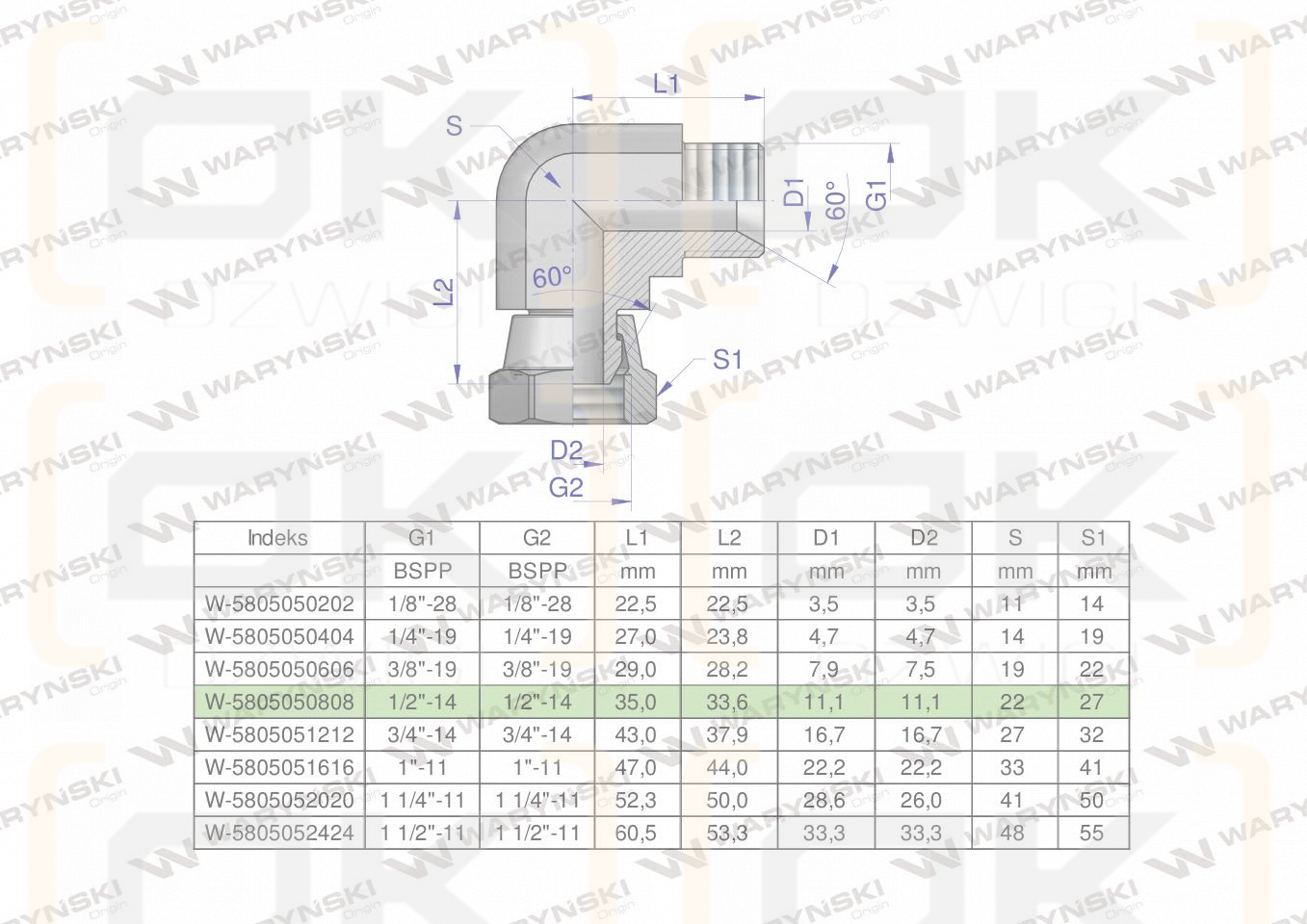Kolanko hydrauliczne calowe AB 1/2