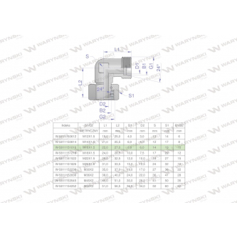 Kolanko hydrauliczne metryczne AB M16x1.5 10L (XEVW) Waryński ( sprzedawane po 5 )