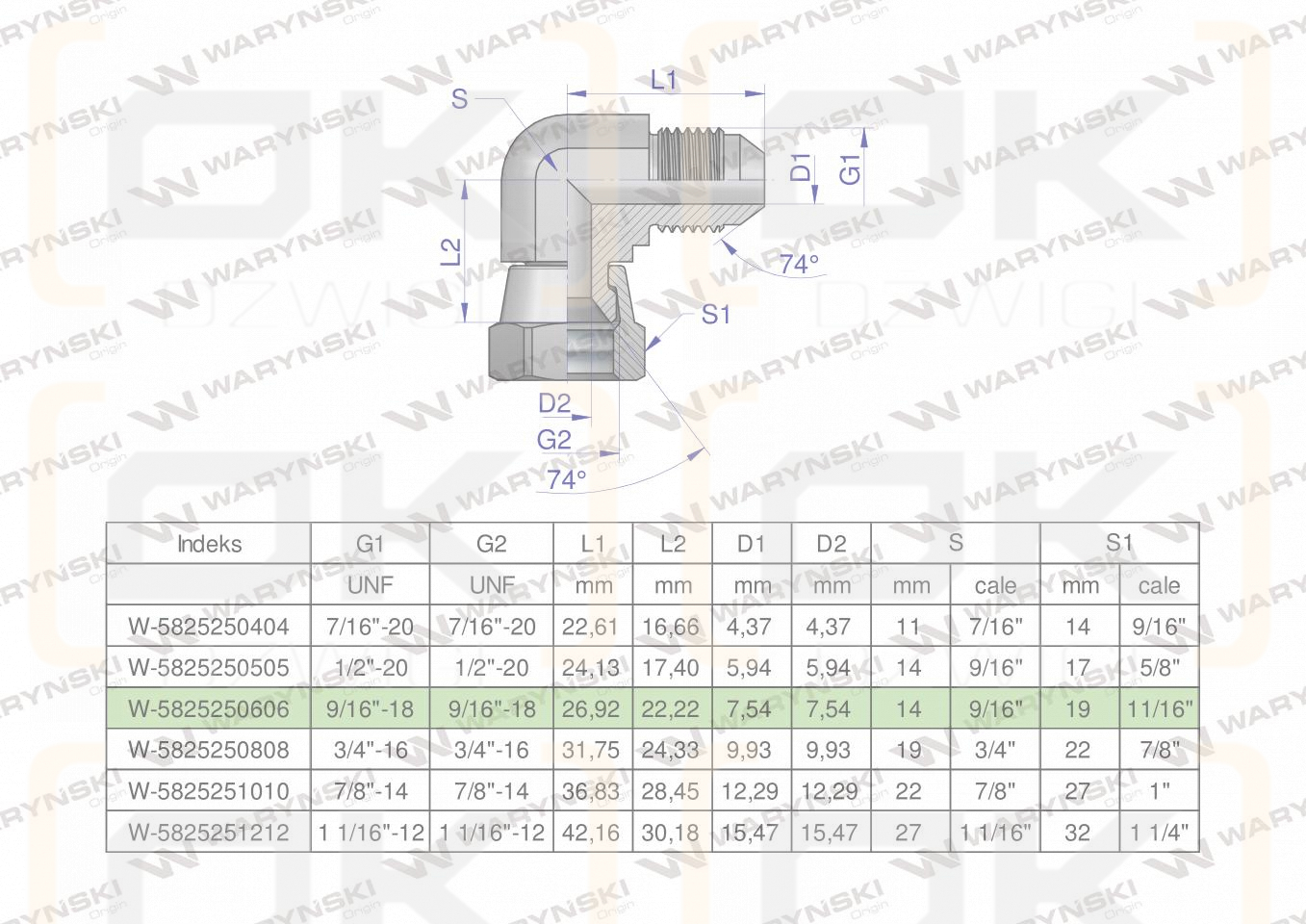 Kolanko hydrauliczne calowe AB 9/16